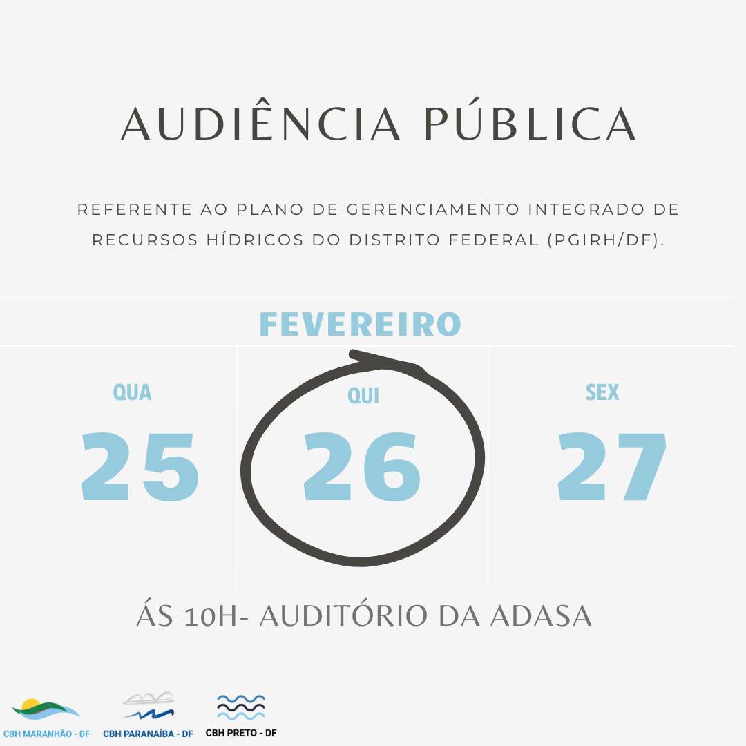 Adasa convida para Audiência Pública referente ao PGIRH